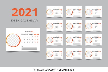 Desk calendar design 2021 template