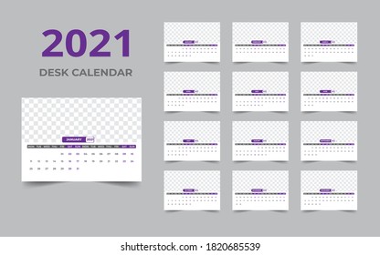 Desk calendar design 2021 template