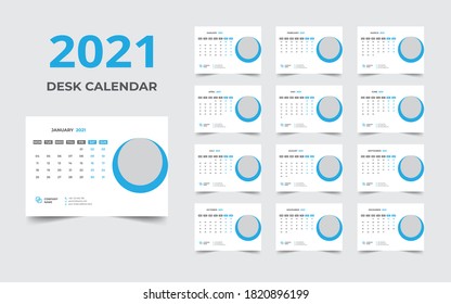 Schreibtisch-Kalender-Design-Vorlage 2021 