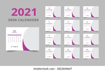 Desk calendar design 2021 template Set of 12 Months, Week starts Monday, Stationery design, calendar planner
