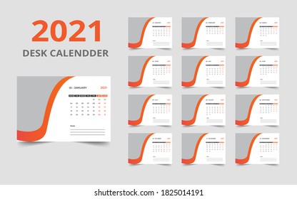 Desk calendar design 2021 template