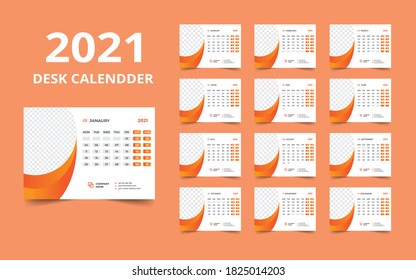 Plantilla de diseño de calendario de escritorio 2021