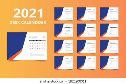 Desk calendar design 2021 template