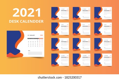 Desk calendar design 2021 template