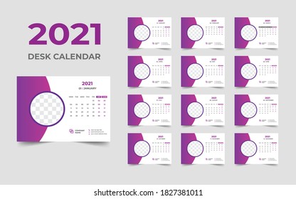 Desk calendar design 2021 template Set of 12 Months, Week starts Monday, Stationery design, calendar planner
