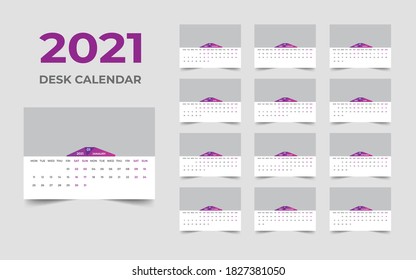 Desk calendar design 2021 template Set of 12 Months, Week starts Monday, Stationery design, calendar planner
