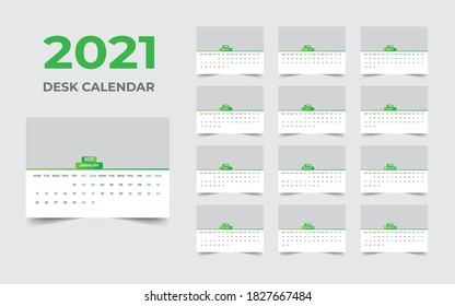 Desk calendar design 2021 template Set of 12 Months, Week starts Monday, Stationery design, calendar planner
