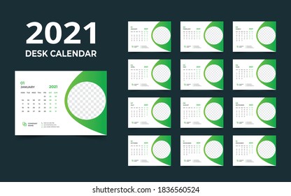 Desk calendar design 2021 template