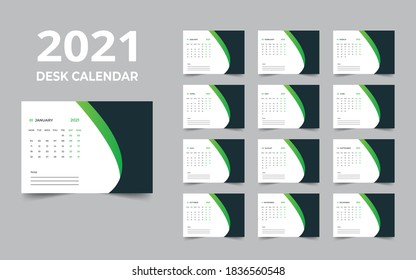Desk calendar design 2021 template