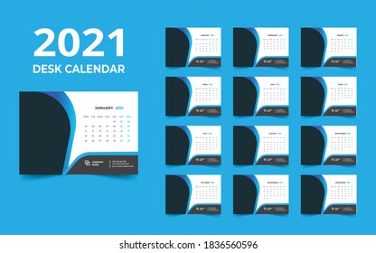 Plantilla de diseño de calendario de escritorio 2021