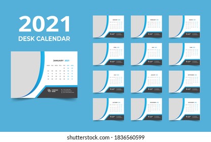 Desk calendar design 2021 template