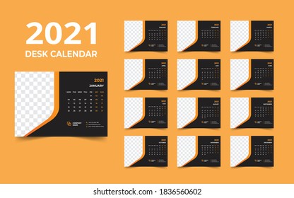 Desk calendar design 2021 template