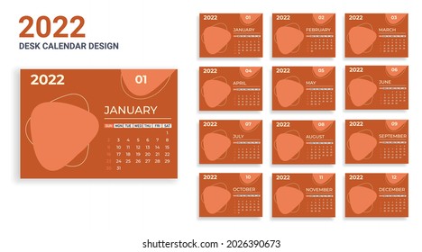 desk calendar design 2022 vector template