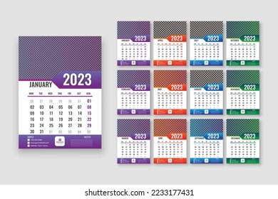 Desk calendar design for 2023 year. Calendar design template 2023.