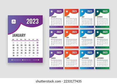 Desk calendar design for 2023 year. Calendar design template 2023.