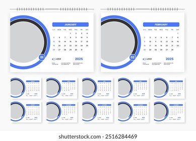 design de calendário de mesa para 2025 ano, 12 página design de calendário de mesa