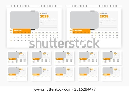 desk calendar design for 2025 year, 12 page desk calendar design