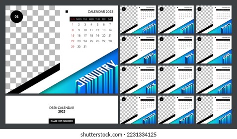 desk calendar design with isometric text