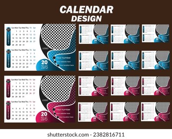 desk calendar design layout template. with blue and red background, vector eps10.