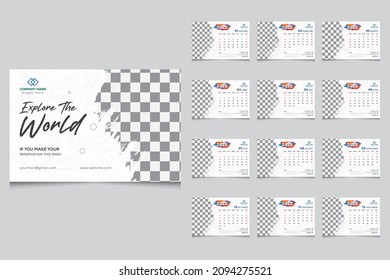 Desk Calendar design template 2022 - print ready, 12 months