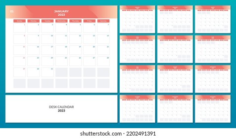 plantilla de diseño de calendario de escritorio, calendario de 2023