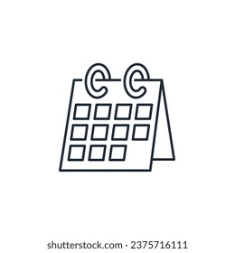 Desk calendar. Events planning. Schedule. Vector linear icon isolated on white background.