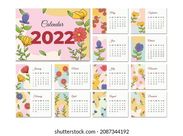 Desk calendar with flower theme