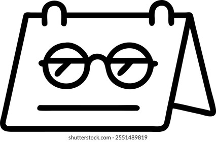 Desk Calendar and Glasses Isolated concept as A vector image of a desk calendar and a pair of glasses isolated on a white background. Perfect for depicting planning and focus in a