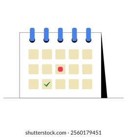 Desk Calendar With Highlighted Dates In Flat Vector Illustration Symbolizing Scheduling, Planning, And Time Management, Isolated On White Background