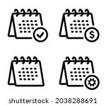Desk calendar icon. Line style - stock vector.