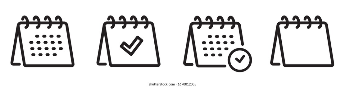 Desk Calendar Icon. Line Style - Stock Vector.