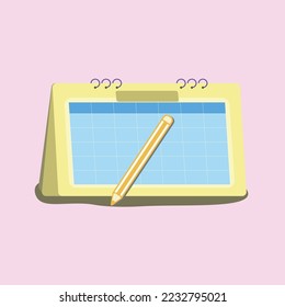desk calendar isolate on pink background, life planning concept.