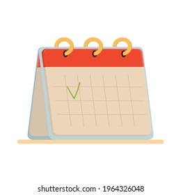 Schreibtischkalender einzeln auf weißem Hintergrund. Flache Vektorgrafik einzeln auf weißem Hintergrund.