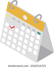 Desk calendar with isometric check marks