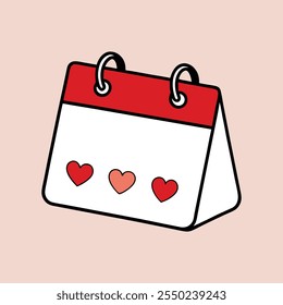 Desk Calendar Love Hearts Reminder Valentines Day Anniversary Date