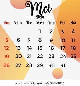 Calendario de escritorio Mei 2024, plantilla de diseño vector corporativo, 