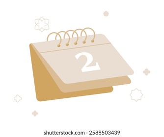 Desk Calendar With Number 2 in Flat Vector Illustration Symbolizing Date, Schedule, and Time Management, Isolated on White Background