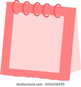 Desk calendar, pink notepad. For Valentine's Day, illustration for design, decoration, cards.