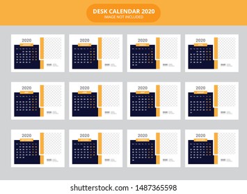 Desk calendar Template for 2020 Year. Design Template. Week starts on Monday