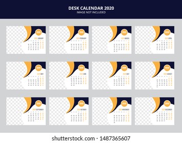 Desk calendar Template for 2020 Year. Design Template. Week starts on Monday