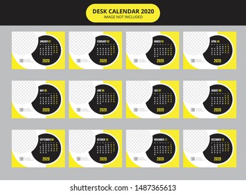Desk calendar Template for 2020 Year. Design Template. Week starts on Monday