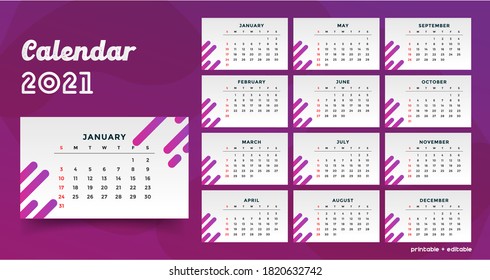 Desk calendar template 2021.Minimalist Colourful Abstract Elegant Premium free Vector.Corporate and business calendar.