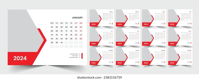 Desk Calendar Template 2024 Design