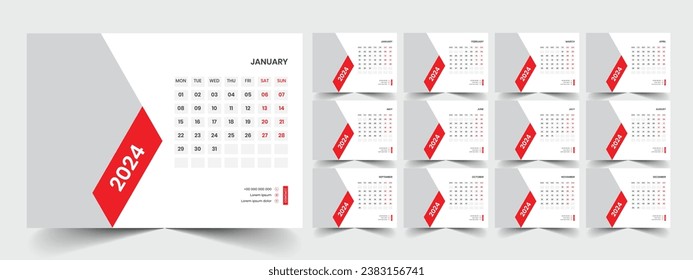 Desk Calendar Template 2024 Design