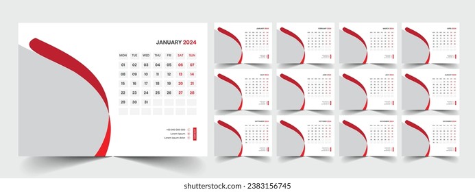 Desk Calendar Template 2024 Design