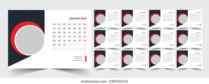 Desk Calendar Template 2024 Design