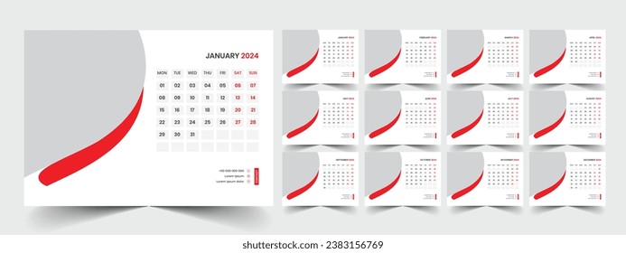 Desk Calendar Template 2024 Design