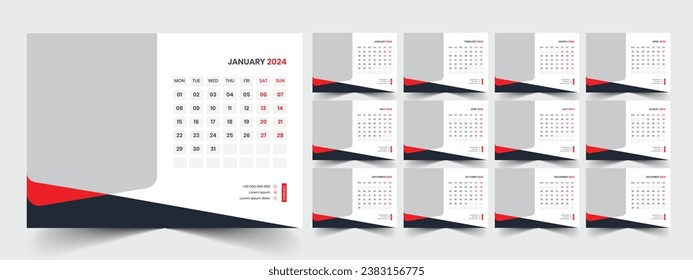 Desk Calendar Template 2024 Design