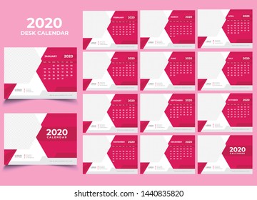 Desk calendar template design 2020