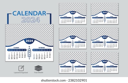 Desk calendar template design 2024
